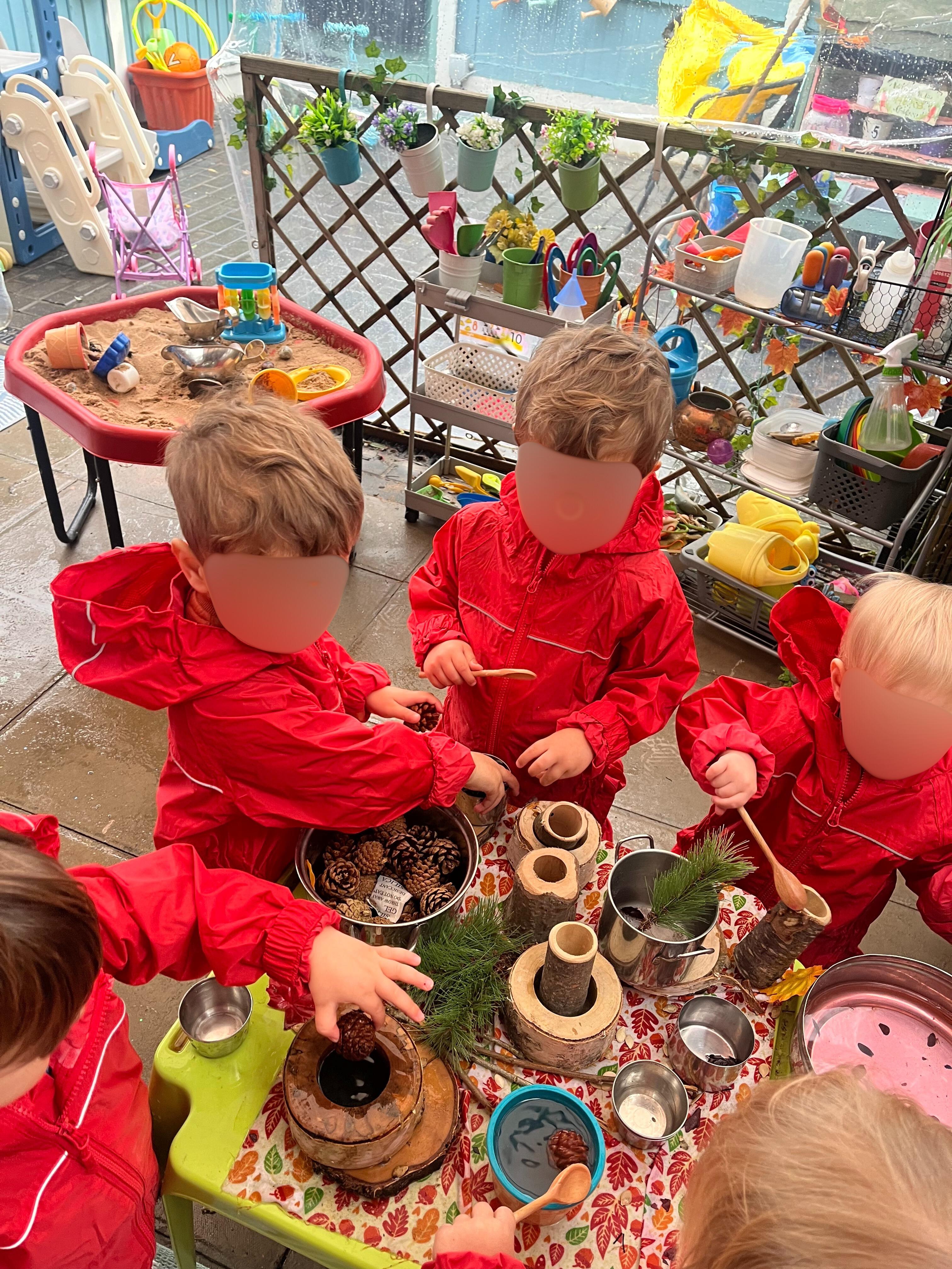 Children playing with building blocks