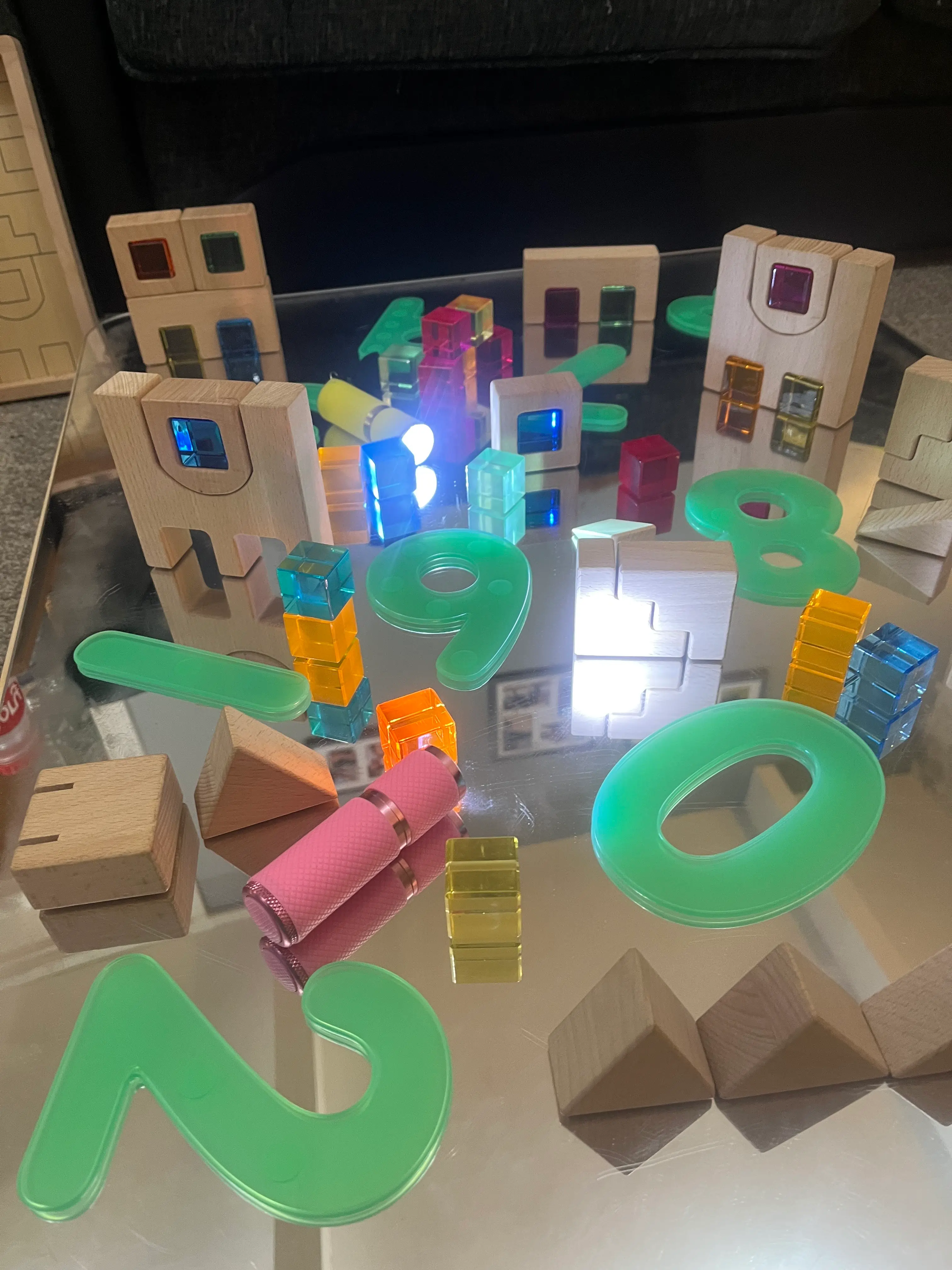 Children learning numbers with lights